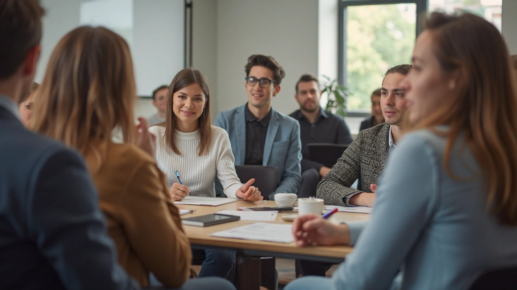 Groep mensen in een klaslokaal